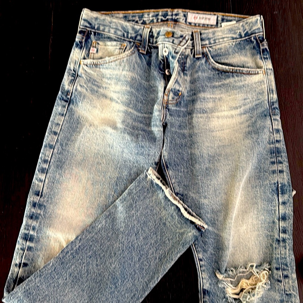 Men’s AG jeans, size 32, distressed.